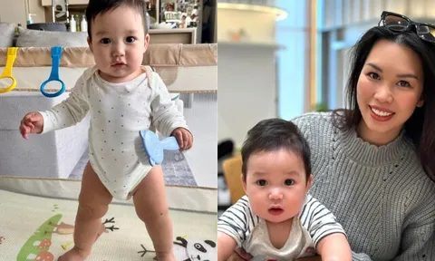 Con lai Tây của Hà Anh 9 tháng tuổi nặng 12kg, mặt tròn như bánh bao, mũm mĩm cực đáng yêu
