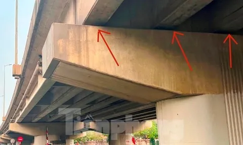 Sửa chữa gấp các gối trụ cầu Vành đai 3 trên cao bị xô lệch