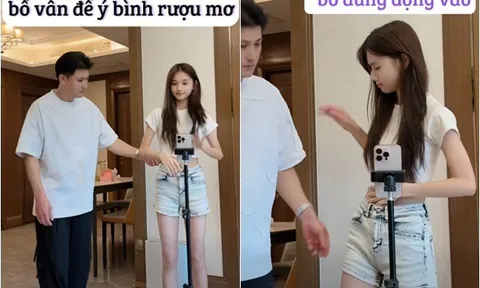 Bố làm vệ sĩ đứng canh vì con gái quá xinh đẹp mặc áo ngắn cũn livestream, ai cũng chỉ thắc mắc một điều