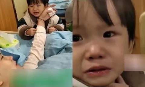 Bé gái 2 tuổi khóc suốt 40 phút khi thấy mẹ đau vì sinh em, hôn lên mặt mẹ rồi nói một câu khiến cả phòng nghẹn ngào