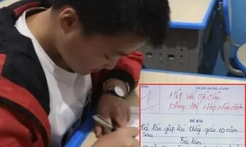 Viết văn kể về lần gặp lại thầy giáo sau 10 năm, nam sinh lớp 7 bị chấm 1 điểm vì nội dung “khó chấp nhận”