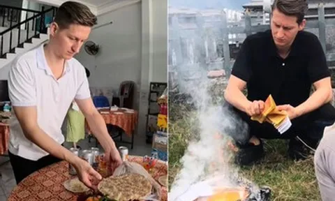 Chàng rể Đức 2 năm đón Tết Việt, thành thục sắp mâm cúng, tảo mộ, hóa vàng