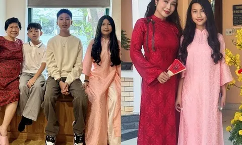 Ốc Thanh Vân đưa 3 con sang chúc Tết bà ngoại, con gái 12 tuổi được khen càng lớn càng xinh giống mẹ