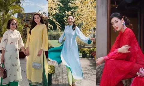 Mỹ nhân Việt xúng xính áo dài xuống phố mùng Một tết Bính Ngọ 2026
