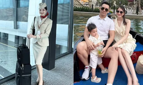 Nữ tiếp viên hàng không Việt trên máy bay nền nã chuyên nghiệp, rời cabin là mẹ bỉm xinh trẻ như chị của con trai