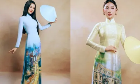 Chợ Bến Thành, nhà thờ Đức Bà, bảo tàng Vũng Tàu... lung linh trên nền áo dài