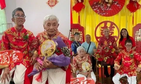 Cụ bà 91 tuổi lần đầu kết hôn với chồng 67 tuổi, đám cưới xôn xao viện dưỡng lão