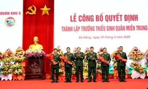 Thành lập Trường Thiếu sinh quân miền Trung, tuyển sinh trên địa bàn Quân khu 4 và 5