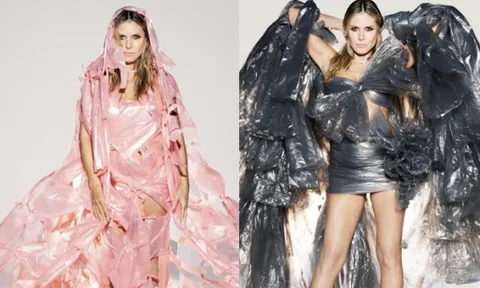 Heidi Klum gây sốt với thời trang cao cấp làm từ… túi rác