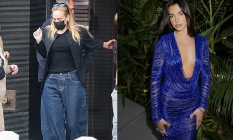 Adele, Dua Lipa lăng xê quần denim ống phồng, sắc xanh cobalt mùa hè