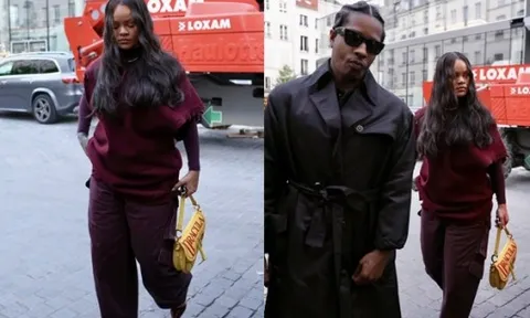 Rihanna gây ấn tượng với phong cách 'ma mị' khi đi hẹn hò