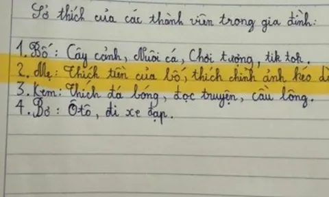 Cười ngất với dòng ghi chú bé tả mẹ: Mẹ thích tiền của bố, thích chỉnh ảnh kéo dài chân