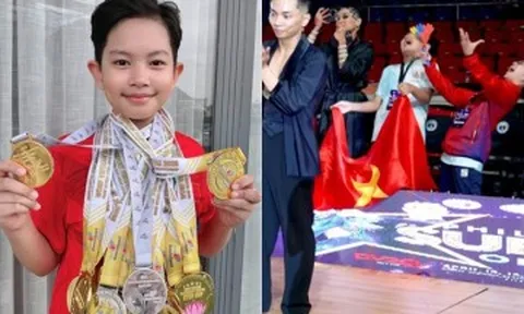 Khánh Thi khoe khoảnh khắc Phan Hiển giành HCV nhưng ai cũng chú ý hành động ăn mừng của con trai Kubi dưới sân khấu