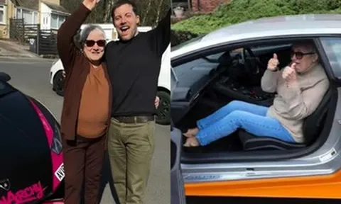 Cụ bà 80 tuổi vui sướng trên siêu xe Lamborghini và câu chuyện ấm lòng phía sau