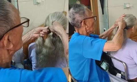 Tuổi già vẫn phải đẹp: Khoảnh khắc cụ ông thắt bím tóc cho vợ khiến người xem 'tan chảy'