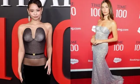 Jennie đọ sắc cùng Hailey Bieber tại thảm đỏ quyền lực TIME 100