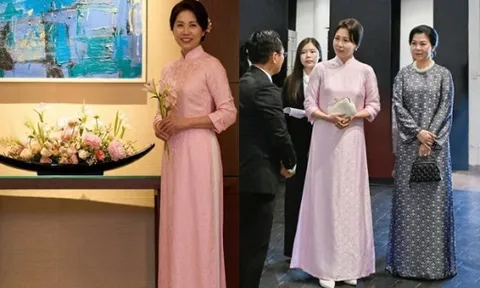 Phu nhân Tổng thống Hàn Quốc tỏa sáng trong tà áo dài Việt, vẻ đẹp dịu dàng gây chú ý