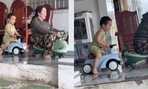 Clip bà ngoại đua xe 3 bánh cùng 'khối nghỉ hè' khiến dân mạng bật cười