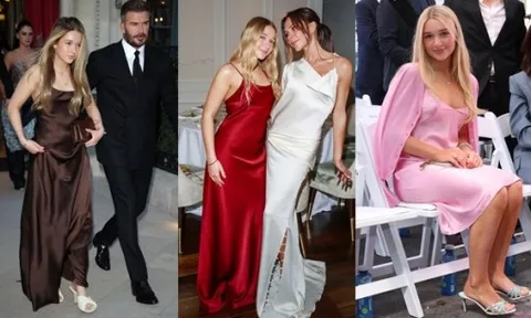 Con gái 14 tuổi nhà Beckham thích mặc váy lụa 2 dây