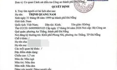 Công an truy tìm người có tên Trịnh Quang Nam SN 1999