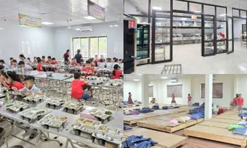 Cơm 30 nghìn cùng khu ngủ trưa của học sinh trường công ở Hưng Yên gây xôn xao MXH