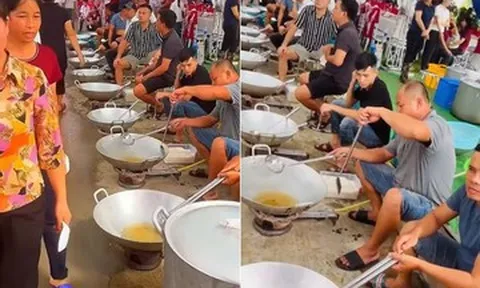 Đám cưới 100 mâm ở Phú Thọ, 70 người giúp nấu nướng, nam giới ‘lắc chảo to tay'