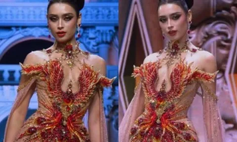 Emoura Phạm đổi váy "phượng hoàng lửa" ở bán kết Miss Grand