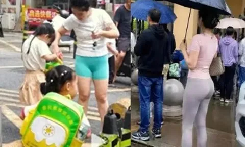 Bà mẹ mặc quần yoga bó sát đến trường đón con khiến phụ huynh "nhức mắt", MXH tranh cãi