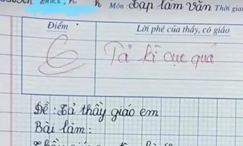 Học sinh lớp 2 viết văn tả thầy giáo bị chấm 6 điểm, nội dung khiến giáo viên “đỏ mặt” nhận xét: Kỳ cục quá!