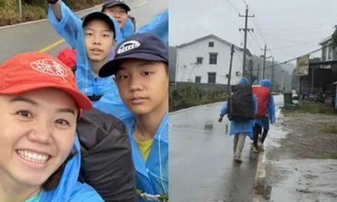 Vợ chồng đưa 2 con đi bộ 3 ngày, vượt quãng đường 85km về thăm ông bà