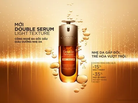 Clarins ra mắt Double Serum Light Texture: Tinh chất nhẹ mướt trên da, kích hoạt sức mạnh chống lão hóa