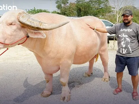 Con trâu bạch tạng bán được hơn nửa triệu USD