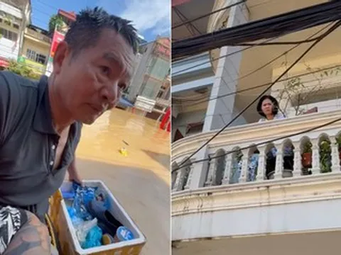 Ông bố U70 bơi 4 tiếng qua dòng nước ngập, đem đồ ăn cho con gái ở Thái Nguyên