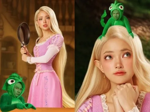 Châu Bùi - Binz hóa thân thành cặp đôi Rapunzel - Pascal dịp Halloween