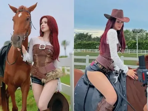 Diệp Lâm Anh hóa "nữ cao bồi" đi cưỡi ngựa, khoe body nét căng tuổi U40