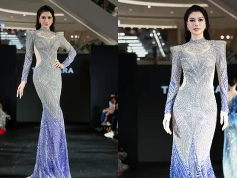 Á hậu Hoàng Nhung diện đầm sequin trình diễn vedette