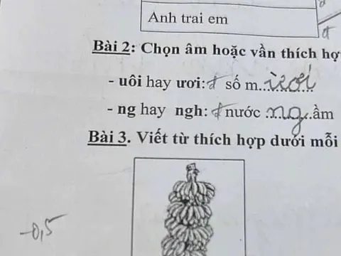 Cô giáo giao bài tập tiếng Việt điền từ, học sinh lớp 1 đưa ra loạt đáp án khiến cộng đồng mạng xôn xao