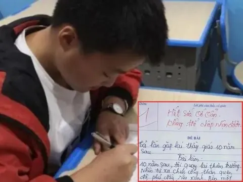 Viết văn kể về lần gặp lại thầy giáo sau 10 năm, nam sinh lớp 7 bị chấm 1 điểm vì nội dung “khó chấp nhận”