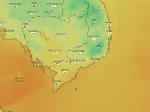 Nhìn khối không khí khiến TP.HCM lạnh 17 độ trên app