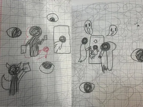 Vô tình mở quyển vở nháp của con gái 9 tuổi ra xem, mẹ Việt tá hoả khi thấy những hình vẽ kỳ lạ, sự thật hé lộ