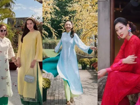 Mỹ nhân Việt xúng xính áo dài xuống phố mùng Một tết Bính Ngọ 2026