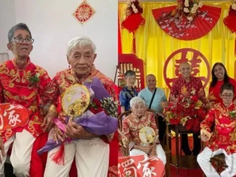 Cụ bà 91 tuổi lần đầu kết hôn với chồng 67 tuổi, đám cưới xôn xao viện dưỡng lão