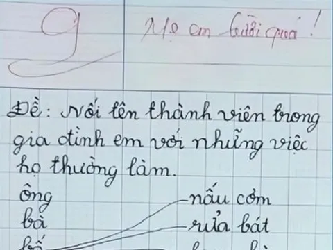 Bé học sinh đạt điểm 9 bài tập tiếng Việt nói về gia đình, lời phê của cô giáo khiến mẹ “đỏ mặt”