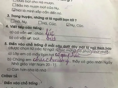 Học sinh làm bài tập điền thành ngữ "Con hơn cha là nhà…", đáp án bé đưa ra ngoài sức tưởng tượng của cô giáo