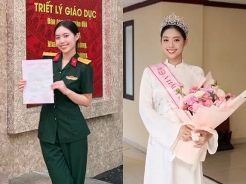 Á hậu Việt Nam được thăng quân hàm trước niên hạn, là Thượng úy xinh đẹp, có mối quan hệ đặc biệt với Sơn Tùng M-TP