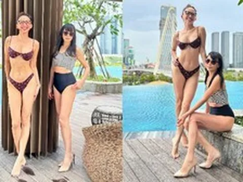 Mẹ Tóc Tiên diện áo tắm khoe dáng gợi cảm cùng con gái, gây sốt vì quá trẻ đẹp