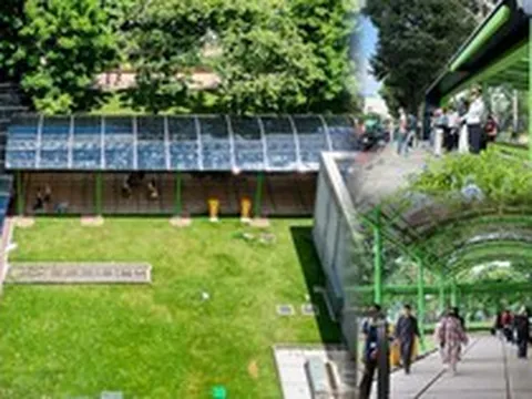 Cận cảnh mái che, nhà chờ tiện ích nối trạm xe buýt với ga metro