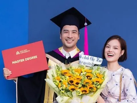 Diễn viên Đoàn Minh Tài nhận bằng thạc sĩ, vợ kém 16 tuổi cũng đón tin vui cùng ngày