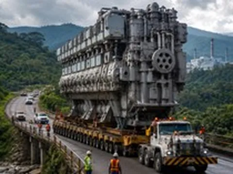 Phát hiện 11 khối sắt khổng lồ nặng 287 tấn di chuyển cùng đoàn xe hộ tống, đưa đến cảng nguyên vẹn để thực hiện nhiệm vụ quan trọng