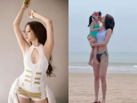 Gái một con "trông mòn con mắt" khoe chân dài cực phẩm với bikini, ái nữ 3 tuổi càng lớn càng xinh "y khuôn" mẹ